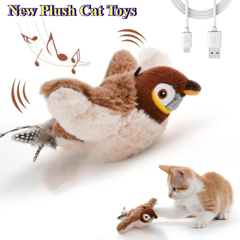 Interactive Flapping Bird Cat Toy With Catnip