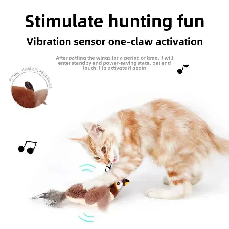 Interactive Flapping Bird Cat Toy With Catnip