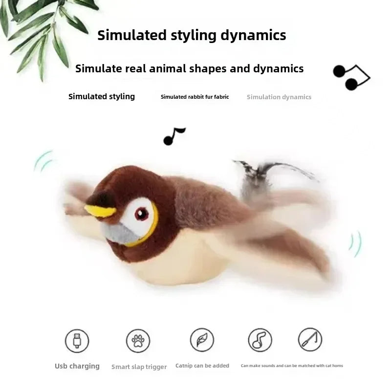 Interactive Flapping Bird Cat Toy With Catnip