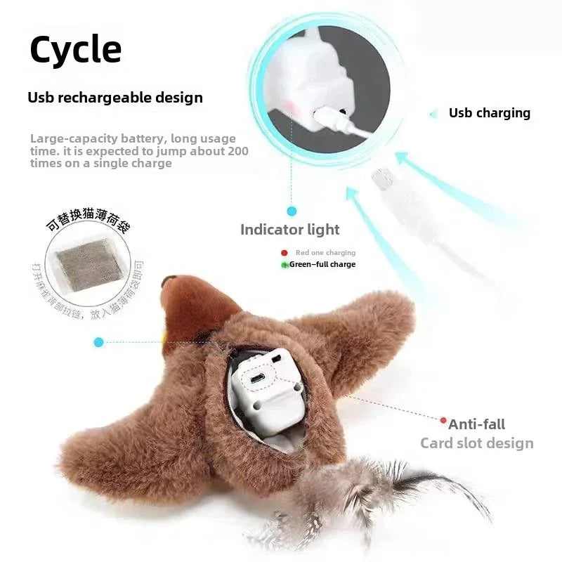 Interactive Flapping Bird Cat Toy With Catnip